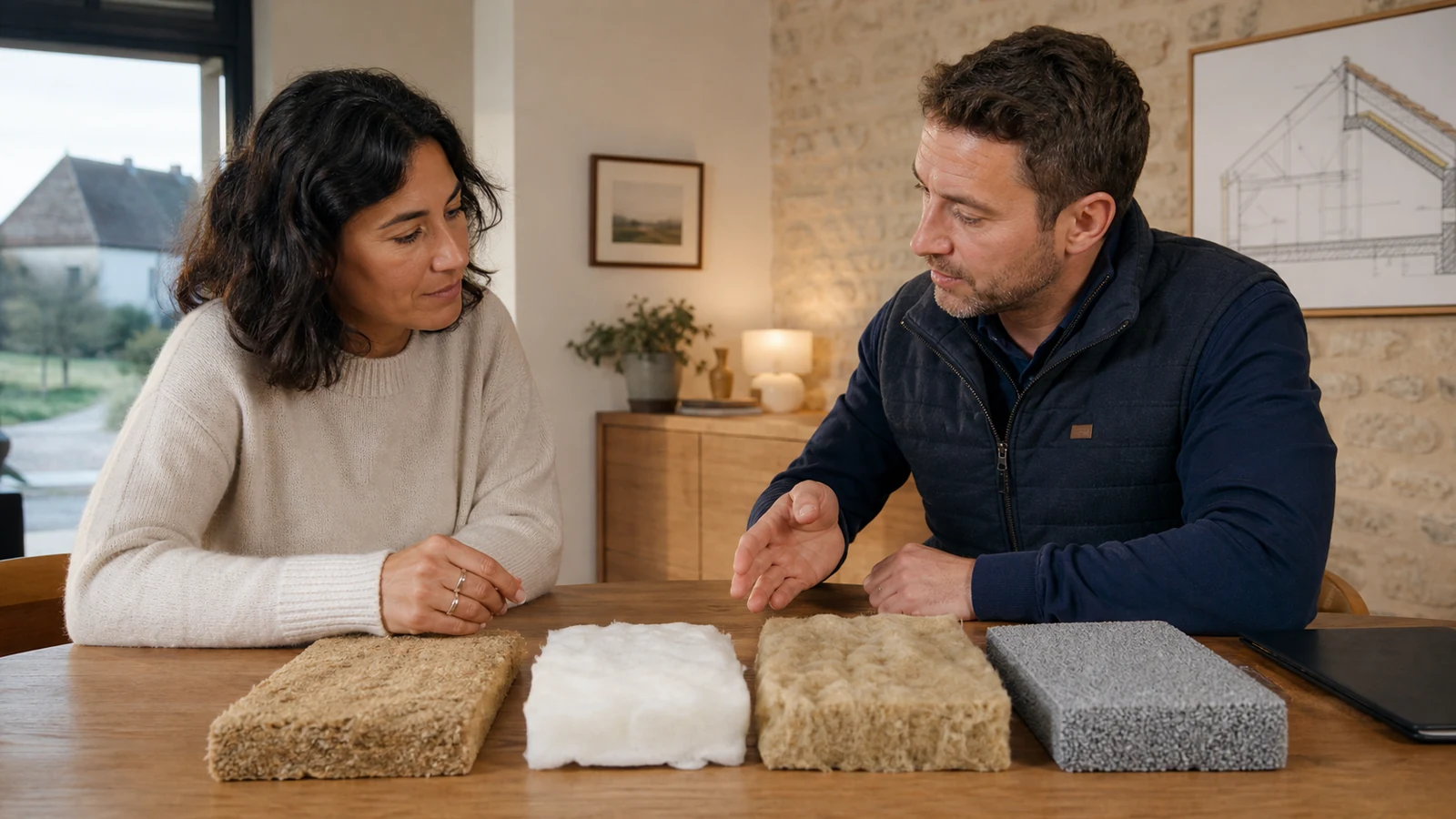Choisir un isolant à Laon Échange autour d’échantillons isolants pour un projet de combles à Laon
